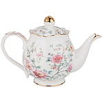 Чайник из фарфора белый с цветочным принтом Flower Porcelain Collection варинант исполнения - 1 | Loft Concept в Костроме