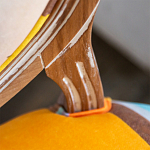 Стул бежевый в разноцветную полоску из натурального бука с изображением птиц и цветов Blooming Birds Colorful Stripes Chair варинант исполнения - 9 | Loft Concept в Костроме