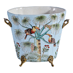 Кашпо из голубого фарфора с бронзовыми элементами Blue Garden варинант исполнения - 1 | Loft Concept в Костроме