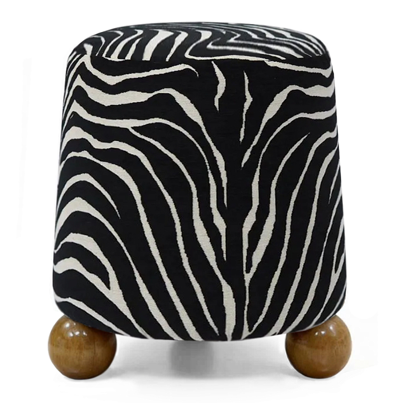 Пуф Wakonda обивка ZEBRA с Круглыми ножками  Черно-белый Коричневый в Костроме | Loft Concept 
