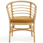 Кресло из ротанга с сиденьем из велюра Vini Rattan Armchair варинант исполнения - 2 | Loft Concept в Костроме