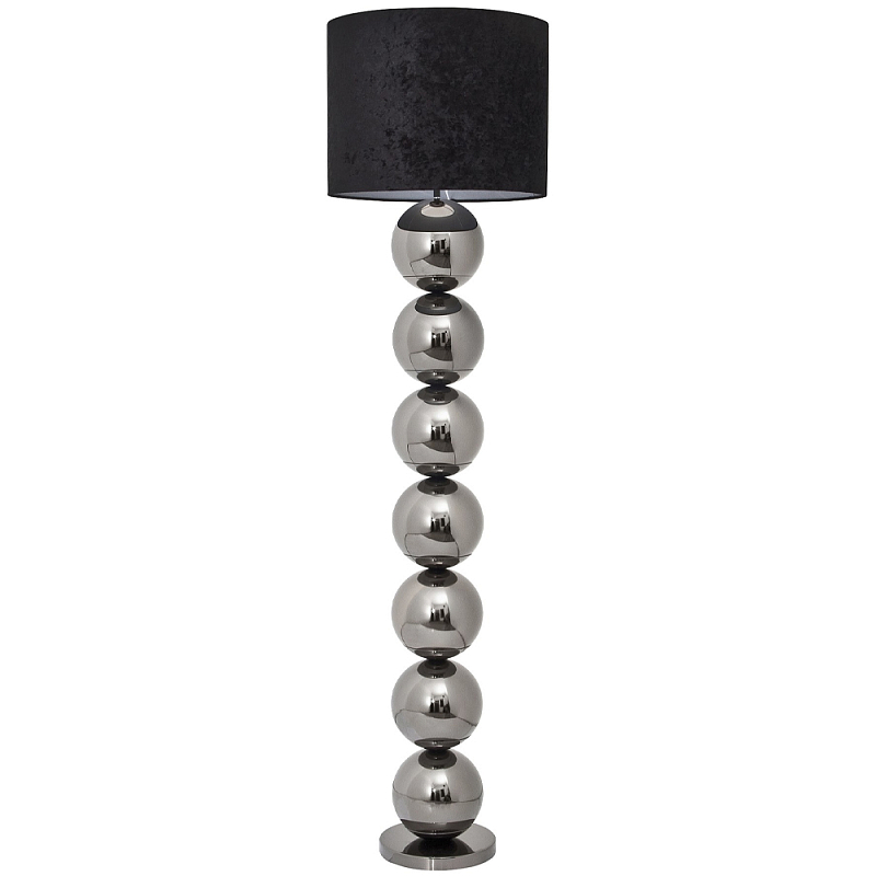 Торшер с основанием в виде металлических сфер Balance Floor Lamp Black Черный Темный хром Торшер с основанием в виде металлических сфер Balance Floor Lamp Black Черный Темный хром в Костроме | Loft Concept