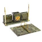 Настольный письменный набор из змеевика с гербом России Successful Leader варинант исполнения - 3 | Loft Concept в Костроме