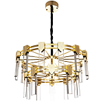 Двухъярусная люстра с прямоугольными хрустальными плафонами Glass Rectangles Gold Chandelier 76 варинант исполнения - 2 | Loft Concept в Костроме