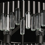 Люстра круглая из матового черного металла с подвесками из прозрачных стеклянных трубок Noir Tubes варинант исполнения - 8 | Loft Concept в Костроме