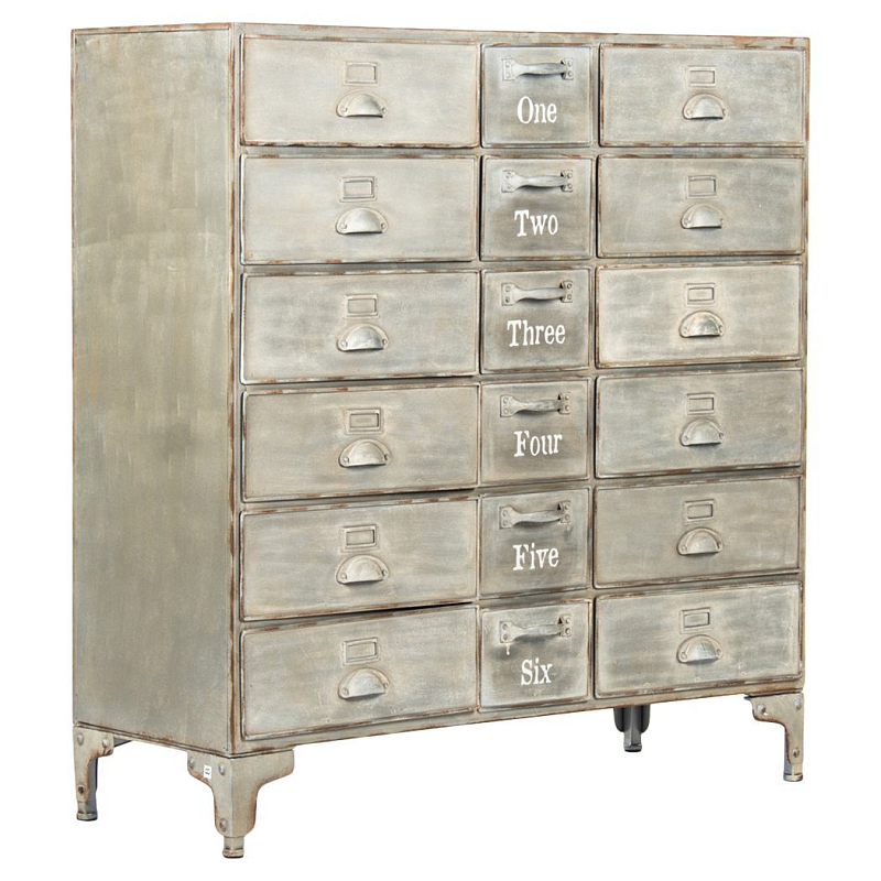 Комод металлический в стиле лофт Oscar Drawer Cabinet Серебряный Комод металлический в стиле лофт Oscar Drawer Cabinet Серебряный в Костроме | Loft Concept