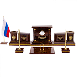 Настольный письменный набор с часами и визитницами из природного камня обсидиана Royal Present варинант исполнения - 1 | Loft Concept в Костроме