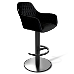 Барный стул вращающийся со спинкой и подлокотниками Douglas Rhombus Черный Велюр варинант исполнения - 1 | Loft Concept в Костроме