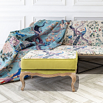 Банкетка из массива бука с изображением птиц и цветов Beige Green Chinoiserie Garden Banquette варинант исполнения - 3 | Loft Concept в Костроме