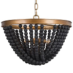 Люстра с подвесками в виде круглых деревянных черных бусин Black Wooden Beads Chandelier варинант исполнения - 1 | Loft Concept в Костроме