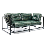 Диван Лофт Натуральная Винтажная кожа Зеленый Two Seat Encounter Leather Sofa варинант исполнения - 2 | Loft Concept в Костроме