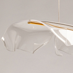 Люстра линейная с 3-мя белыми волнистыми плафонами Wave Line варинант исполнения - 8 | Loft Concept в Костроме