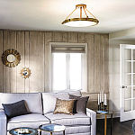 Потолочный светильник цвета латунь с плоским круглым плафоном Hinkley варинант исполнения - 2 | Loft Concept в Костроме