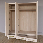 Большой Шкаф Primo Светлый дуб с 3 дверьми и 3 выдвижными ящиками варинант исполнения - 6 | Loft Concept в Костроме