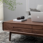 Кофейный стол из массива дерева с выдвижными ящиками Coffee Walnut Table варинант исполнения - 5 | Loft Concept в Костроме