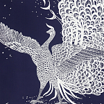 Обои ручная роспись в стиле Арт-деко Whistler Peacocks Special Colourway on Empire Blue dyed silk варинант исполнения - 2 | Loft Concept в Костроме