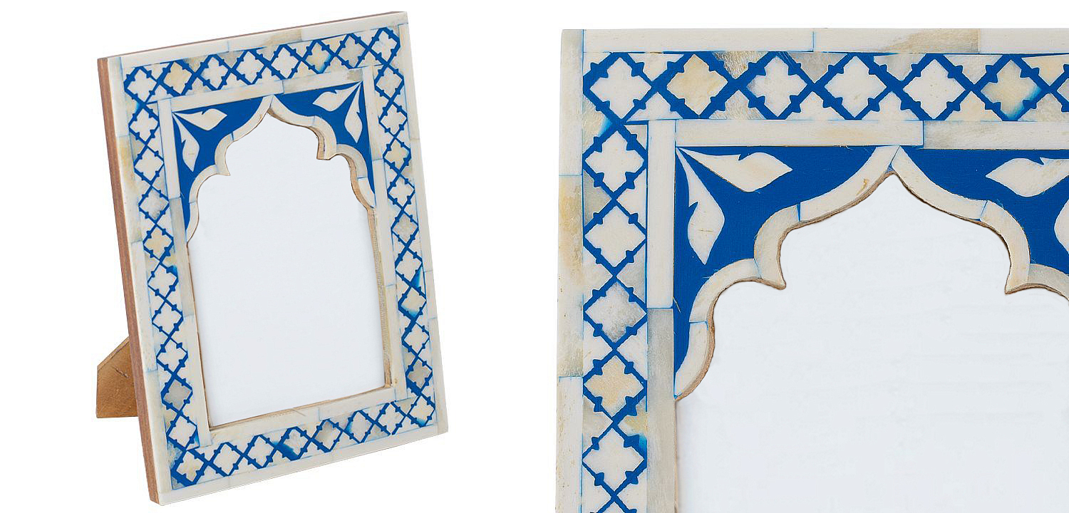 Photo Frame Blue White Moroccan Bone Mosaic Photo Frame Blue White Moroccan Bone Mosaic - Loft-Concept в Костроме