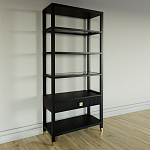 Стеллаж Elsa Dreams Black со стеклянными полками и ящиком варинант исполнения - 1 | Loft Concept в Костроме