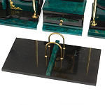 Настольный письменный набор из змеевика тёмно-зелёного цвета с декором в виде орла Successful Leader варинант исполнения - 4 | Loft Concept в Костроме