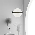 Светодиодный подвесной светильник круглой формы с металлическим черным каркасом Marble Glow варинант исполнения - 5 | Loft Concept в Костроме