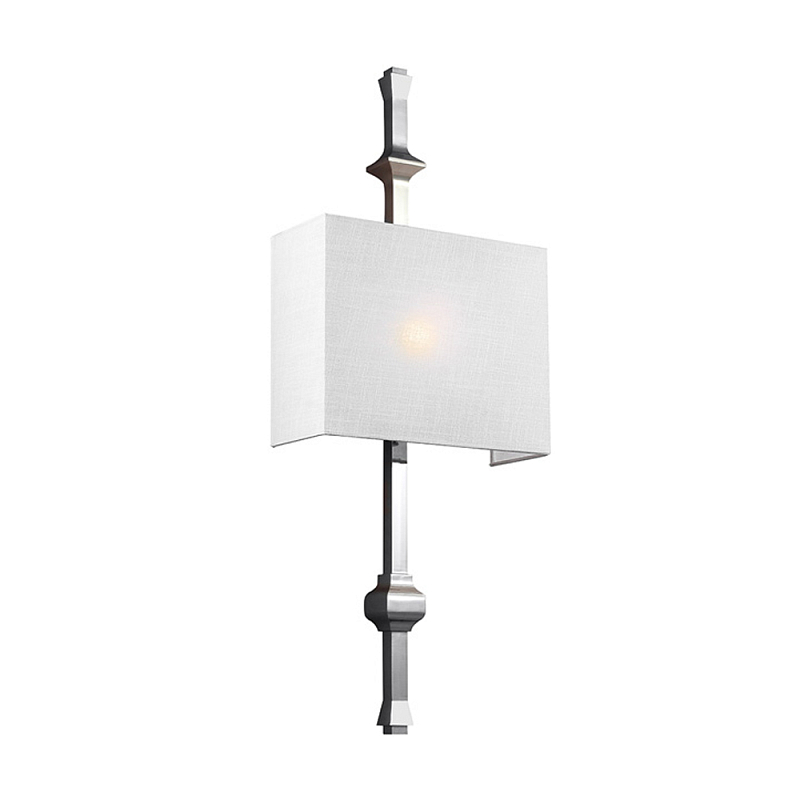 Бра с прямоугольным тканевым абажуром белого цвета Feiss Никель Бежевый Белый Бронза в Костроме | Loft Concept 