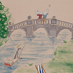 Обои ручная роспись Promenade Special Colourway on pink painted Xuan paper варинант исполнения - 1 | Loft Concept в Костроме