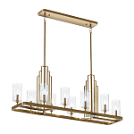 Люстра прямоугольная цвета латунь с прозрачными рифлеными цилиндрическими плафонами Kichler варинант исполнения - 2 | Loft Concept в Костроме