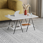 Стол журнальный с белой прямоугольной столешницей и полкой ESSEL WHITE варинант исполнения - 2 | Loft Concept в Костроме