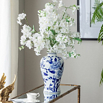 Ваза с бело-синей росписью и изображением цветов Blue & White Ornament варинант исполнения - 4 | Loft Concept в Костроме
