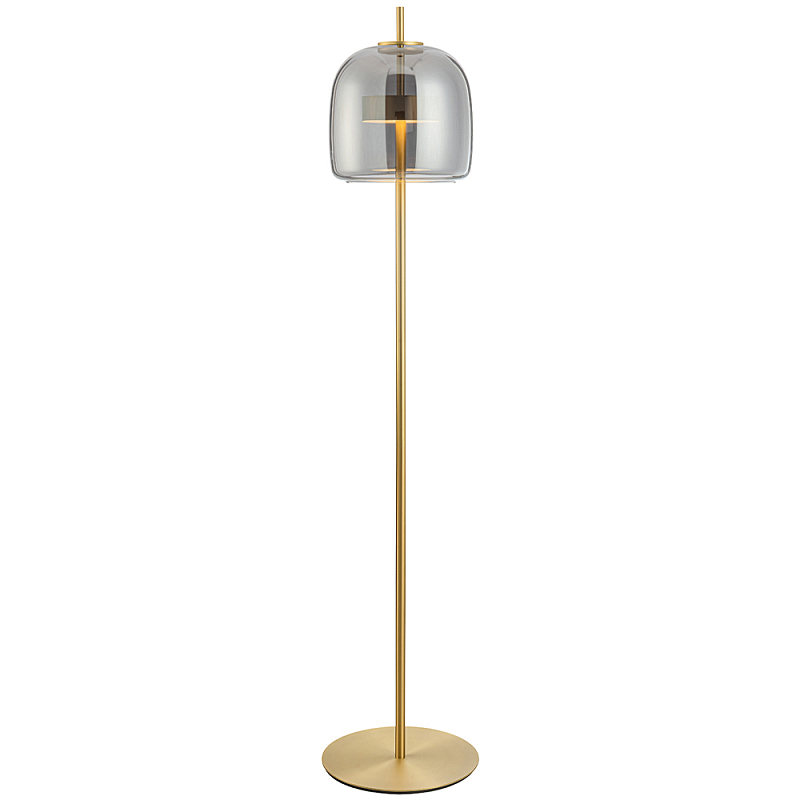 Торшер Blanton Smoky Brass Floor Lamp Стекло Смок Золотой Торшер Blanton Smoky Brass Floor Lamp Стекло Смок Золотой в Костроме | Loft Concept