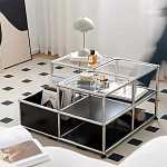 Дизайнерский журнальный стол квадратный с полками Akydy варинант исполнения - 1 | Loft Concept в Костроме