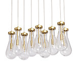 Люстра с 9-ю прозрачными стеклянными плафонами в форме капли Lucid Rain  варинант исполнения - 1 | Loft Concept в Костроме