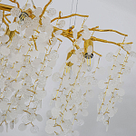 Люстра подвесная с золотистыми ветками и стеклянными подвесками в виде листьев Длина 80 см FAIRYTREE Light варинант исполнения - 5 | Loft Concept в Костроме