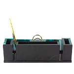 Настольный письменный набор из змеевика с часами и календарницей Successful Leader варинант исполнения - 3 | Loft Concept в Костроме