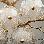 Потолочная люстра круглая ветвистыми бронзовыми элементами и стеклянными рифлеными дисками Textured Glass Chandelier варинант исполнения - 5 | Loft Concept в Костроме