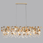 Люстра линейная с подвесками в форме монеток и золотистыми круглыми элементами из металла в виде лепестков FAIRYTREE Light варинант исполнения - 4 | Loft Concept в Костроме