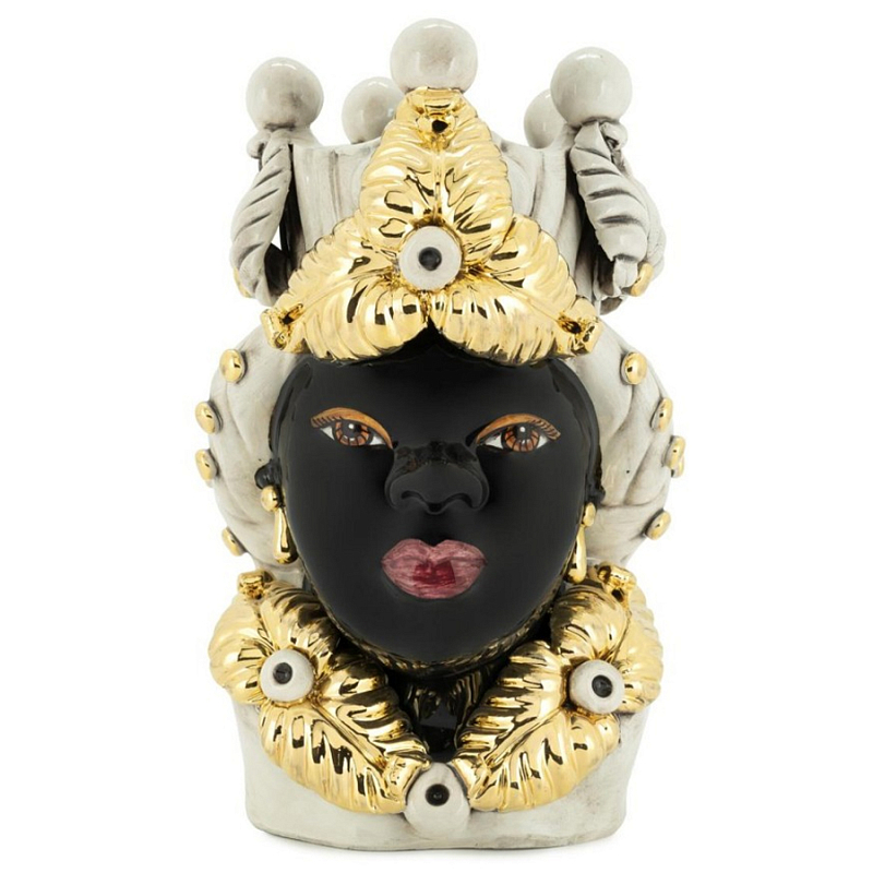 Ваза Vase Moro Lady Eve Gold Черный Бежевый Золотой Ваза Vase Moro Lady Eve Gold Черный Бежевый Золотой в Костроме | Loft Concept