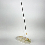 Подставка под благовония из эпоксидной смолы с цветами белая Epoxy Resin Flowers Incense Oval Stand White варинант исполнения - 3 | Loft Concept в Костроме