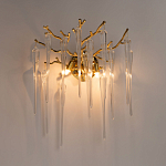 Бра золотого цвета с разветвленными ветвями и длинными прозрачными подвесками в форме стеклянных сосулек Droplet Chandelier варинант исполнения - 2 | Loft Concept в Костроме