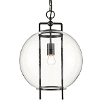 Подвесной светильник в форме шара из прозрачного стекла на линейном черном каркасе  Glass Ball with Seeds варинант исполнения - 2 | Loft Concept в Костроме