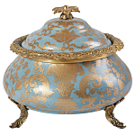 Шкатулка голубого цвета с золотым растительным узором Eden Garden варинант исполнения - 1 | Loft Concept в Костроме