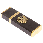 Флешка на 16 гб с декоративной металлической вставкой Герба РФ из натурального камня Обсидиан Черный Stone Flash Drive варинант исполнения - 1 | Loft Concept в Костроме