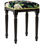 Банкетка из натурального бука черная с изображением птиц и цветов Blooming Birds2 варинант исполнения - 3 | Loft Concept в Костроме