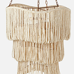 Трехъярусная люстра с подвесками из круглых деревянных бусин белая White Beads Three-tier Chandelier  варинант исполнения - 4 | Loft Concept в Костроме