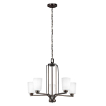 Люстра бронзового цвета с 5-ю матовыми стеклянными плафонами Generation Lighting варинант исполнения - 2 | Loft Concept в Костроме