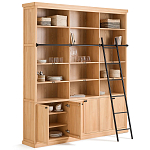 Книжный шкаф из массива сосны с металлической лестницей Burton Wood Cabinet варинант исполнения - 3 | Loft Concept в Костроме