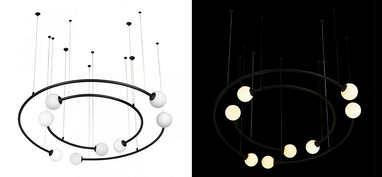 Дизайнерская Модульная Люстра PLANETARY two rings Black 100 см Дизайнерская Модульная Люстра PLANETARY two rings Black 100 см - Loft-Concept в Костроме