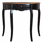 Консоль черная полукруглая из массива березы с ящиком и состаренным эффектом Vintage варинант исполнения - 1 | Loft Concept в Костроме