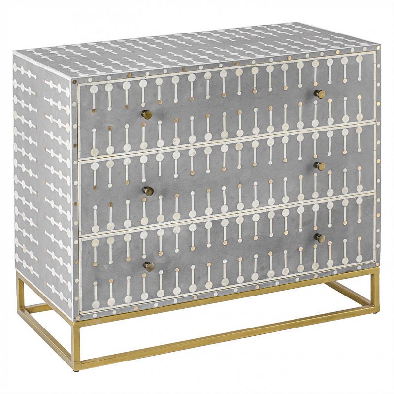 Комод серый кость BONE INLAY 3 DRAWER Белый Серый Комод серый кость BONE INLAY 3 DRAWER Белый Серый в Костроме | Loft Concept
