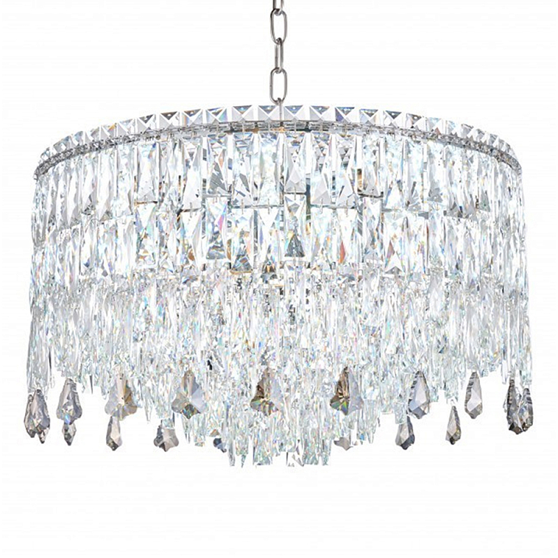 Люстра круглая с хрустальными подвесками на серебряном каркасе Roul Crystal Light Хром Прозрачный Люстра круглая с хрустальными подвесками на серебряном каркасе Roul Crystal Light Хром Прозрачный в Костроме | Loft Concept